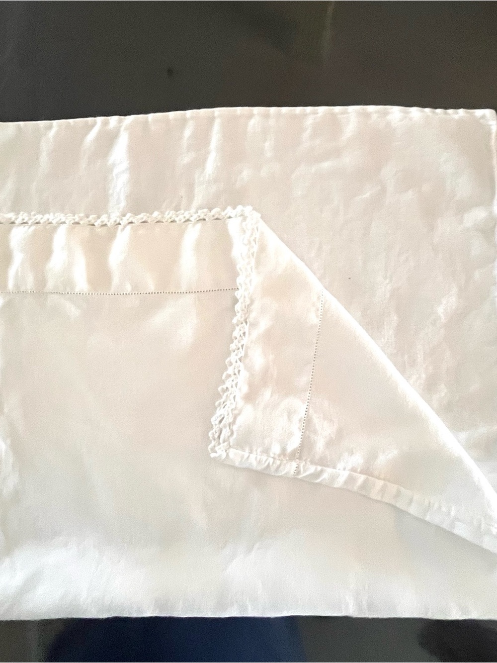 Classic White Pillowcase with Crochet Trim - Unbranded